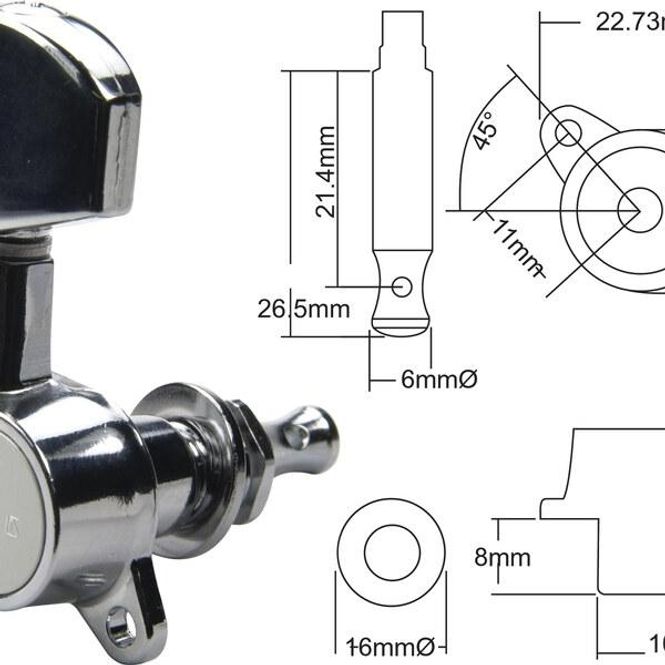 Hovedbilde GOTOH Gitarmekanikk 3+3 Krom SG381-01c