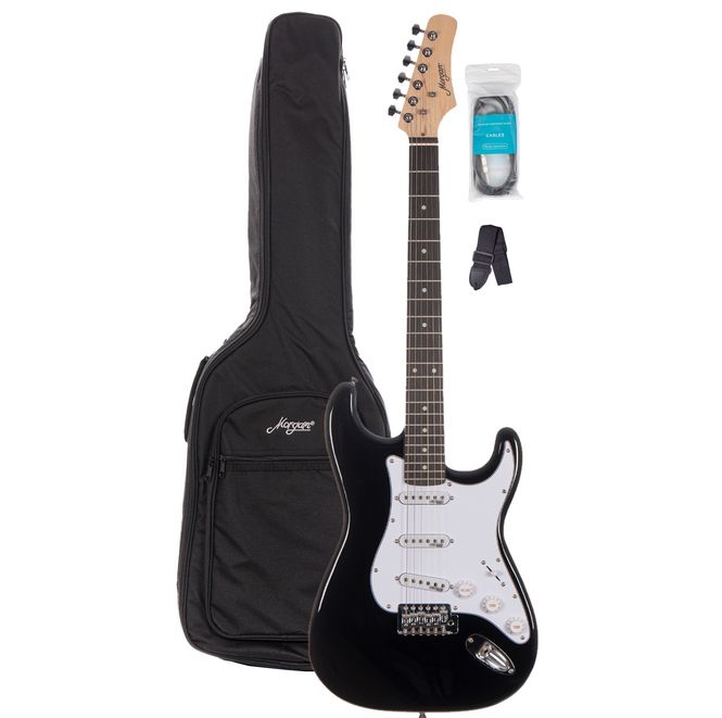 Hovedbilde MORGAN Gitarpakke El-Gitar ST 250 BK med bag ,kabel og reim
